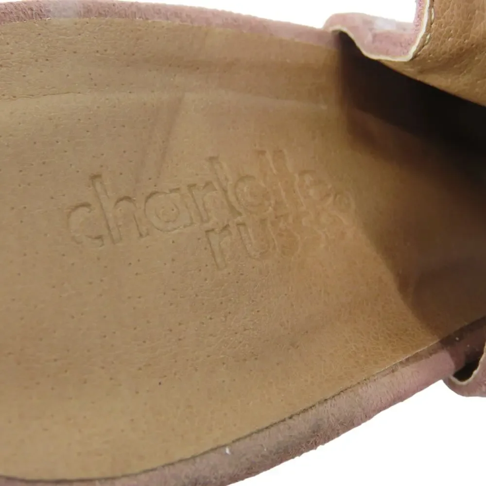Charlotte Russe Pink Suede Ankle Boots Stacked Heel Lace Up Size 7.5